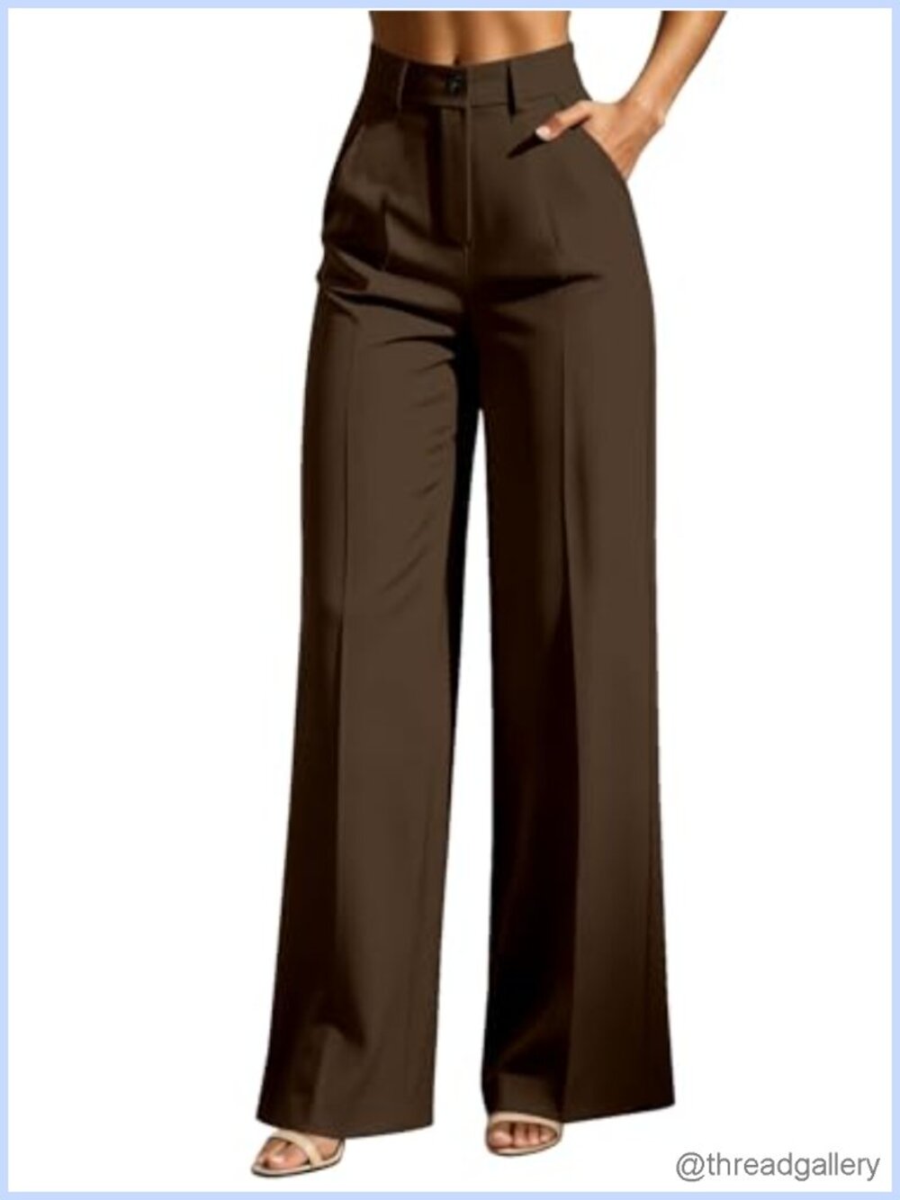 Ulovmi Women's High Waist Wide Leg Tailored Casual Work Pants